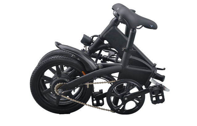 Knight electric bicycle in folding status